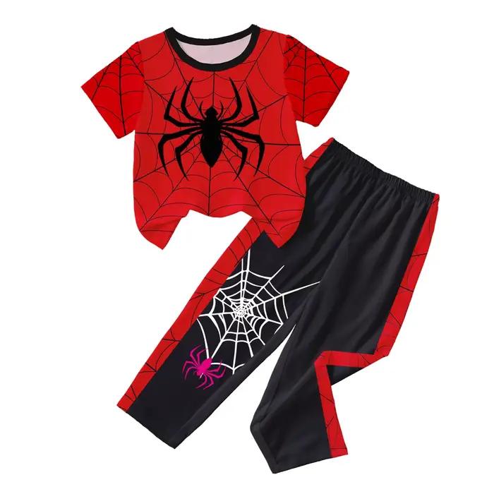 Ensemble 2 pièces Spider Man pour garçon, haut à manches courtes et pantalon à motif de dessin animé