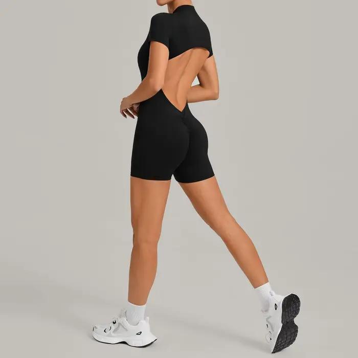 Ensemble de yoga pour femmes Ningyu, combinaison de sport à dos ouvert avec fermeture éclair, combin