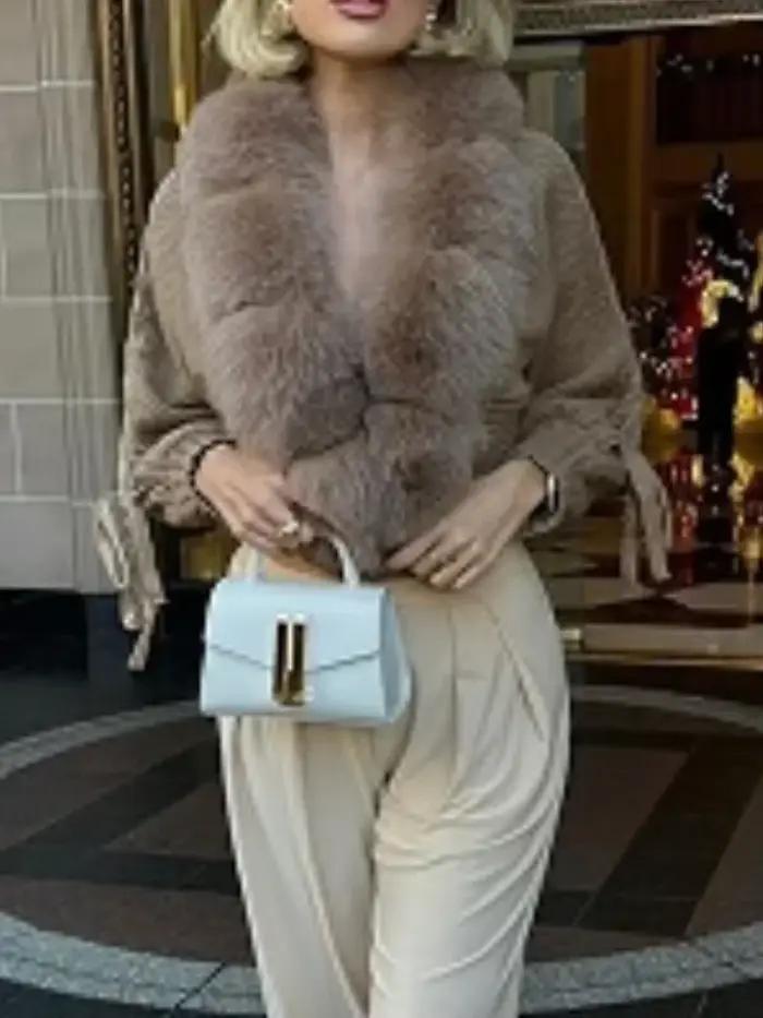 2024 hiver nouvelle mode tricot Cardigan patte manteau femmes décontracté réel manteau de fourrure d