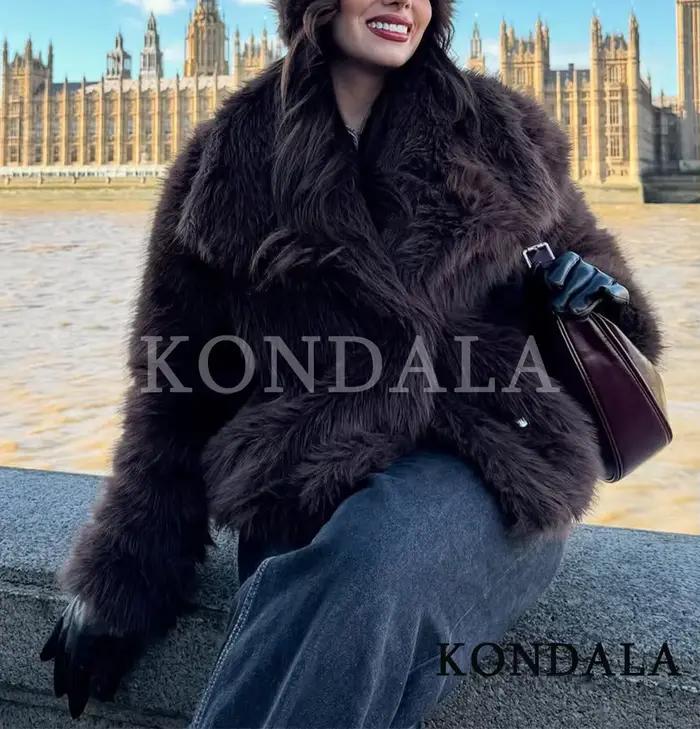 Manteau en fourrure vintage pour femmes, automne hiver, chaud, décontracté, ample, tendance, fausse