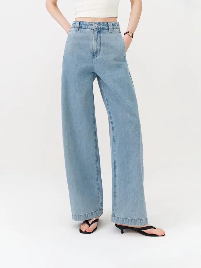FSLE 2026 – Jean vintage bleu clair pour femme, coupe étrangère, taille haute, ample, style Y2K rétr