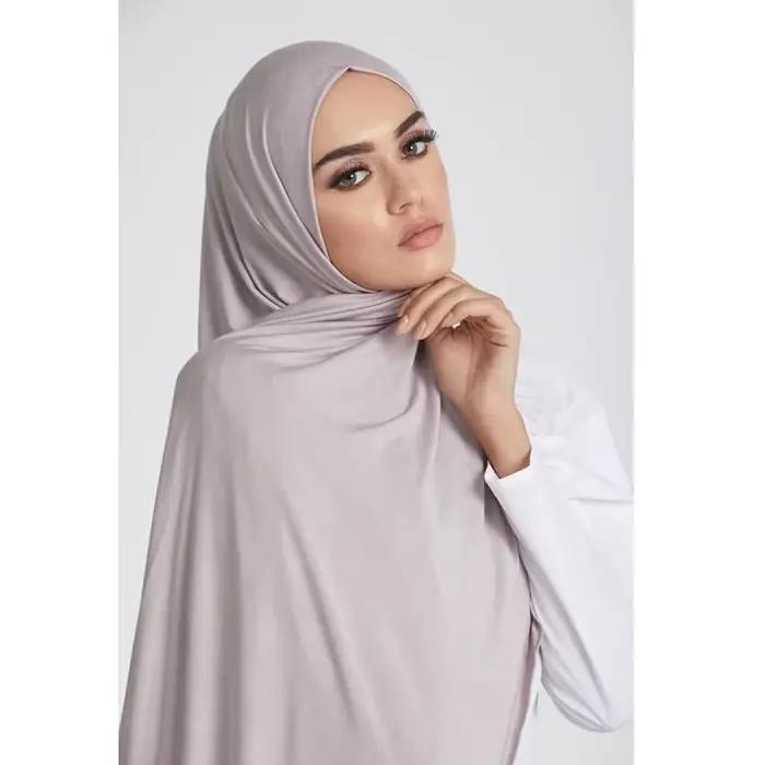 Écharpe Hijab en Jersey de Coton Modal pour Femme, Long Châle Musulman, Turban Doux Uni, Bandeau de