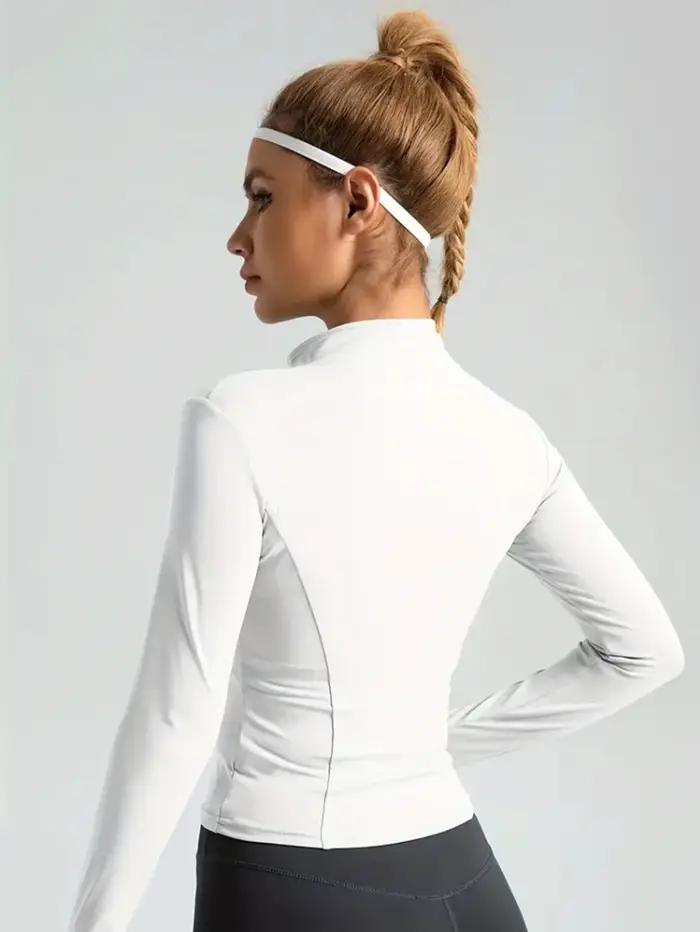 Vêtements de yoga pour femmes, manteau de sport d'automne et d'hiver, col montant, haut à manches lo