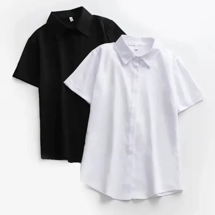 JMPRS grande taille femmes chemise blanche été à manches courtes bureau dames noir boutonné hauts am