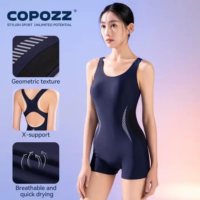 COPOZZ-Maillot de bain une pièce pour femme, monokini, tenue de natation, surf, anti-éruption cutané