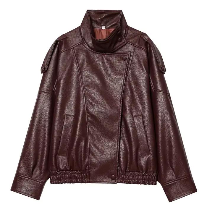 Veste femme noir veste en cuir Pu haut à manches longues femme automne 2025 nouveau en vestes et man