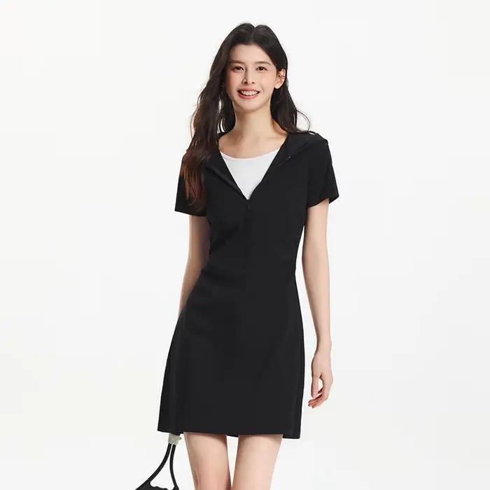 Robe Femme Semir à Capuche 2026 Effet Deux Pièces Coupe Ajustée Taille Plissée Style Urbain Décontra