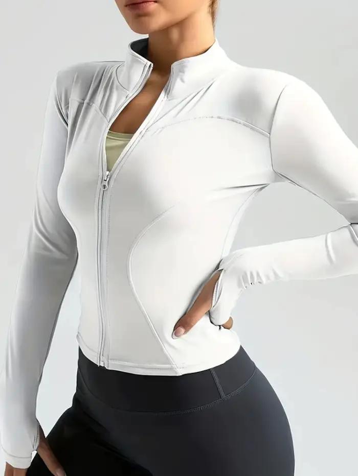 Vêtements de yoga pour femmes, manteau de sport d'automne et d'hiver, col montant, haut à manches lo