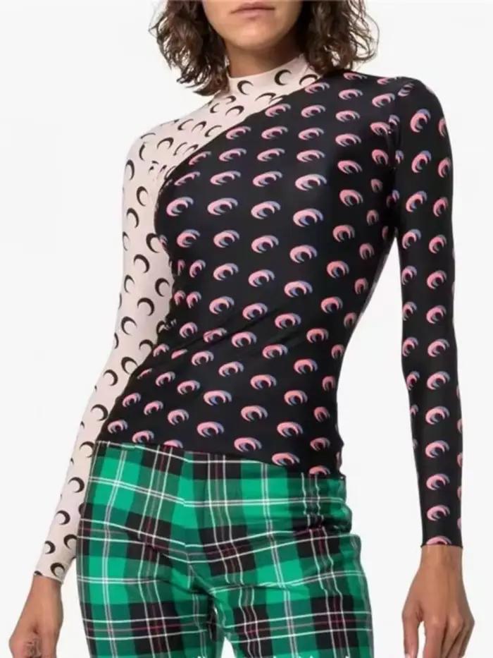 Chemise à manches longues pour femmes, imprimé lune, Protection Uv, coupe cintrée, t-shirt superposé