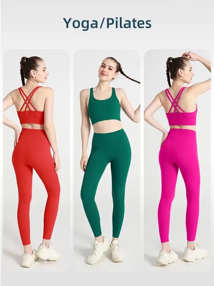 Été nouveau 2 pièces vêtements de Yoga survêtement pour femmes athlétique dos croisé haut de Yoga en
