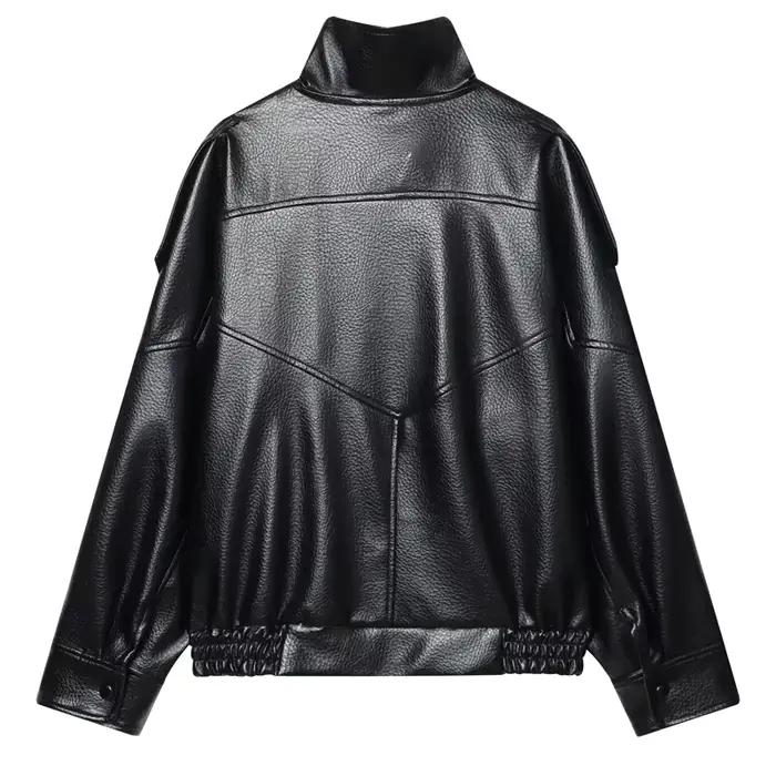Veste femme noir veste en cuir Pu haut à manches longues femme automne 2025 nouveau en vestes et man