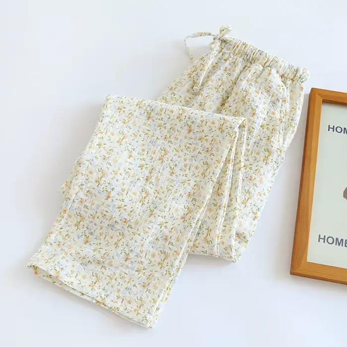 100% coton gaze femmes Pyjamas 2025 nouveau printemps/automne vêtements de nuit femme 2 pièces ensem