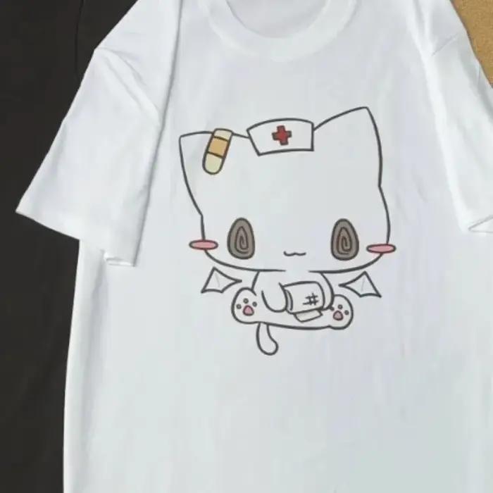 Femmes t-shirts dessin animé imprimé drôle Couple doux à manches courtes col rond ample Y2k Harajuku