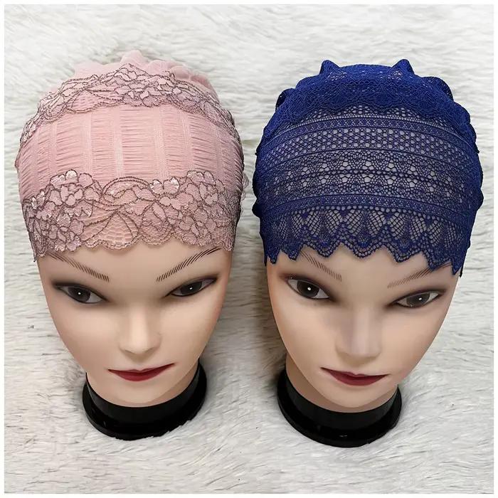 Chapeau en flanelle ajouré en dentelle pour femmes, Design élastique, casquette pour le front, croix