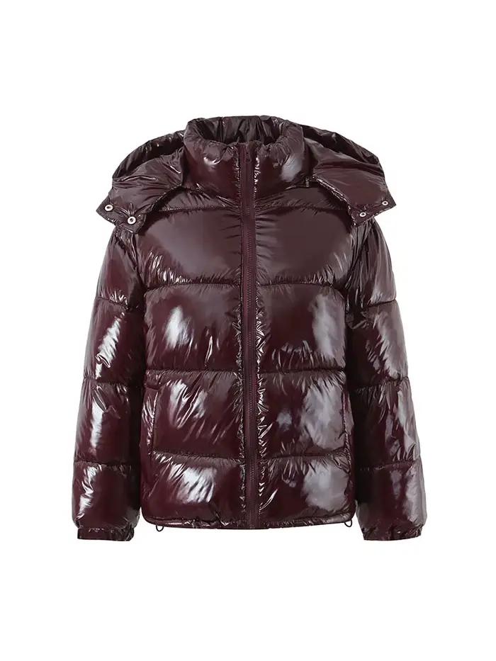 Nlzgmsj – veste à Surface brillante pour femme, nouvelle mode, col montant, manches longues, fermetu