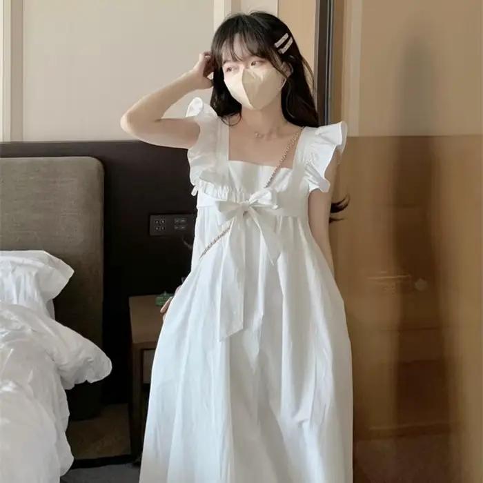 Robe Maxi à Manches Volantes pour Femme, Tenue de Vacances Esthétique, pour Étudiantes, Ulzzang