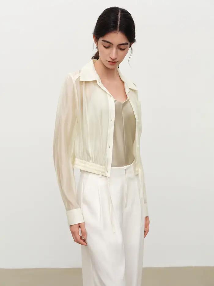 ZIQIAO 2026 Chemise légère et aérée pour femme, à manches longues, boutonnée, avec col à revers, res