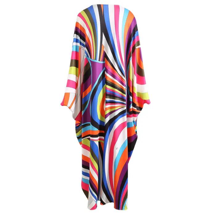 Mode 2024 printemps été nouveau Style bohême robes décontractées col rond manches chauve-souris rayé