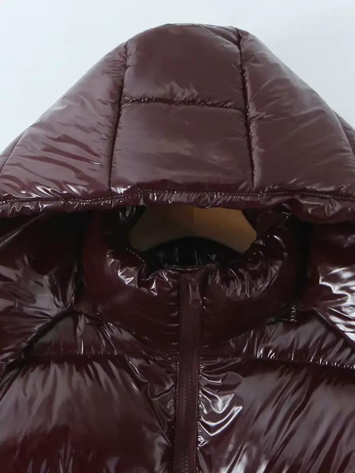 Nlzgmsj – veste à Surface brillante pour femme, nouvelle mode, col montant, manches longues, fermetu