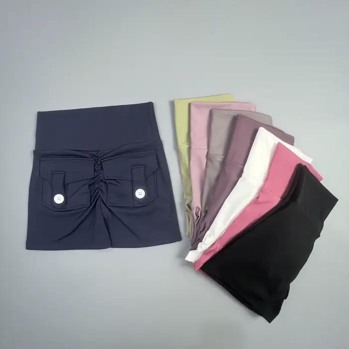 Short de Fitness pour femmes, pantalon trois-quarts d'exercice, Cargo, poche sèche, Yoga, levage ser