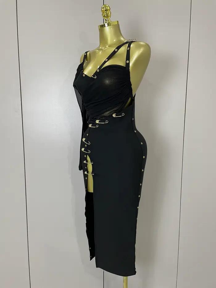 Nouvelle Robe Longue Chic et Élégante 2025 à Fente, Sexy, Asymétrique à Une Épaule, Style Bandage, p