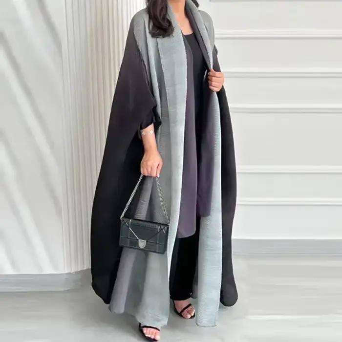 Veste coupe-vent froissée pour femmes, col écharpe à manches chauve-souris, Robe longue dégradée, ma