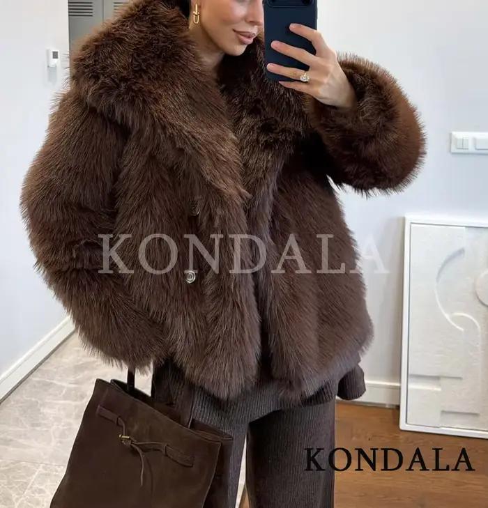 Manteau en fourrure vintage pour femmes, automne hiver, chaud, décontracté, ample, tendance, fausse