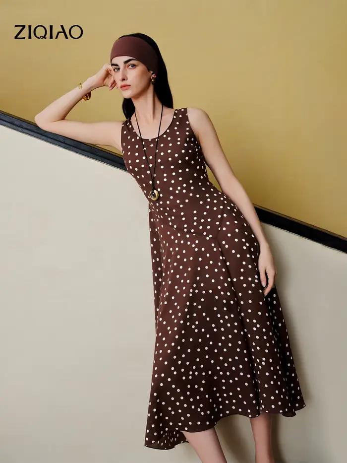 Robe nuisette diagonale rétro à pois en mousseline ZIQIAO pour femme, nouveau style été 2026, robe g