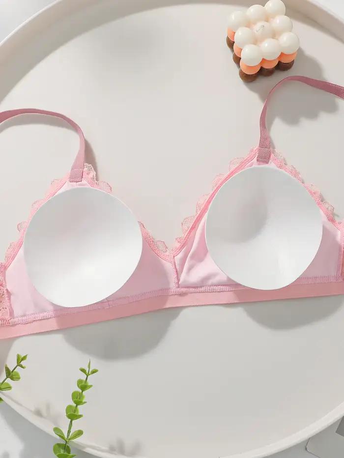 Soutien-gorge féminin en élasthanne et polyamide avec tasse trois quarts et rubans de dentelle rose pour femmes élégantes et confortables occasions quotidiennes