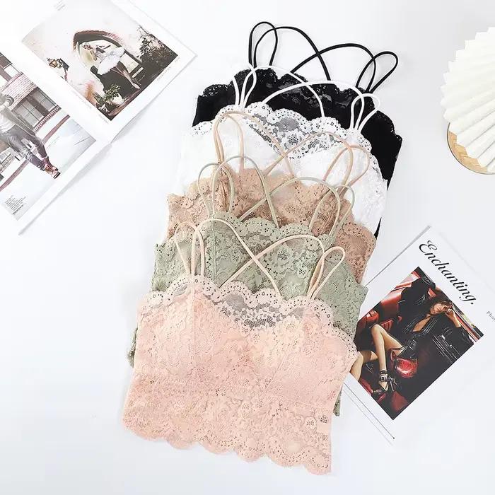 M-XL dos Sexy grand soutien-gorge Sexy dentelle Tube Top rassemblement avec coussretours de poitrine femmes soutien-gorge respirant antichoc sans jantes soutien-gorge
