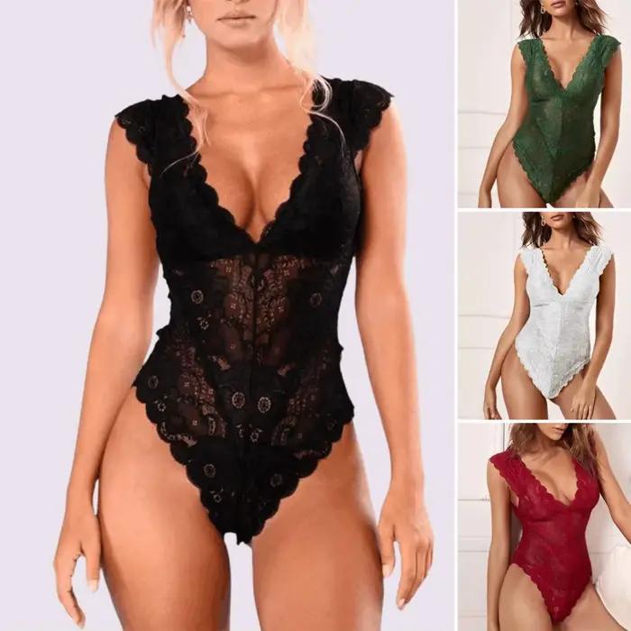 Body élégant Simple, pyjama, couleur unie, transparent, Patchwork, sous-vêtements Slim