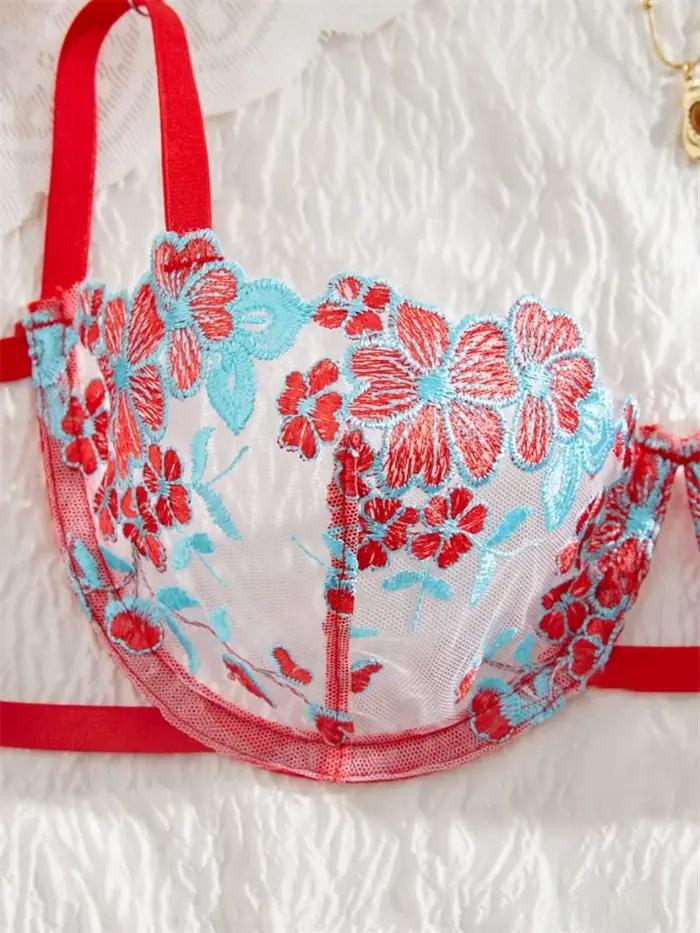 Lingerie ultra sexy, magnifique lingerie féminine, ensembles exotiques en tulle, broderie délicate, ensemble soutien-gorge et culotte, lingerie sexy pour jeunes femmes