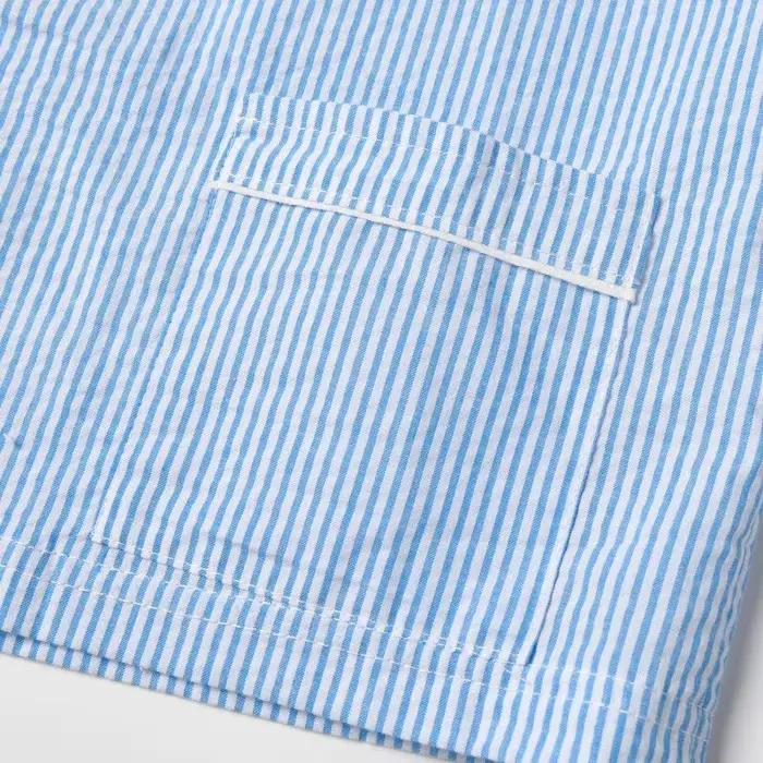 Bio Clio-Ensemble pyjama d'été en seersucker à manches courtes pour garçon, vêtements de nuit en coton à carreaux pour enfants, 2 pièces