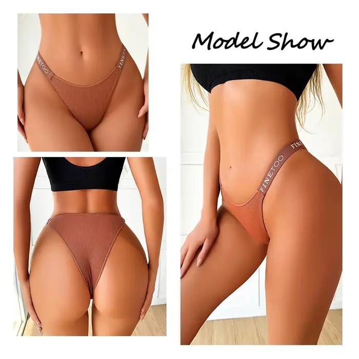 4 pièces/ensemble femmes coton culottes Sexy caleçons taille basse femme slips Finetoo lettres string couleur unie Lingerie intime M-XL