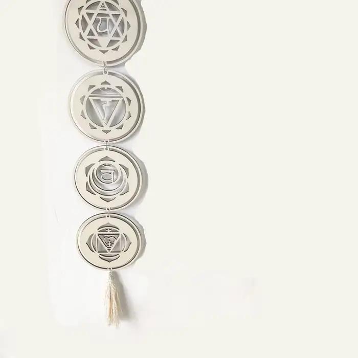 Yoga 7 Chakras bouddhiste Lotus Metatron hexagramme pendentif en bois tapisserie Ojibwe capteur de rêves sorcellerie tenture murale décor
