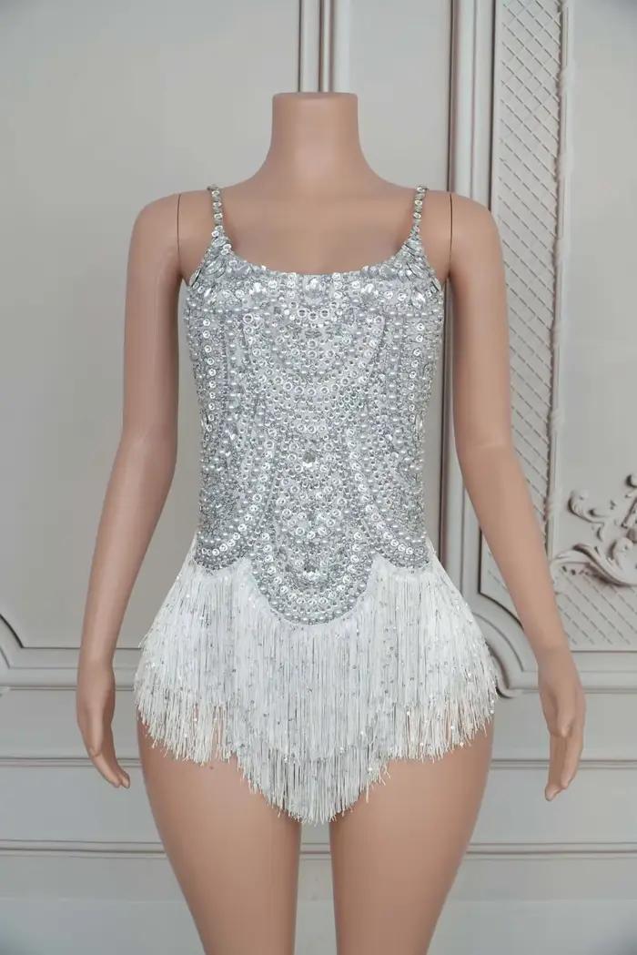 Body Sexy sans manches en cristal scintillant, justaucorps slim pour femmes, chanteur, boîte de nuit, Costume de spectacle sur scène, jingling