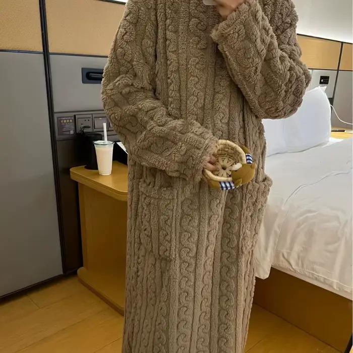 Pyjamas hiver femmes nuisette à manches longues pyjamas robe de nuit vêtements de nuit robe chemises de nuit femme chambre porter dames hiver
