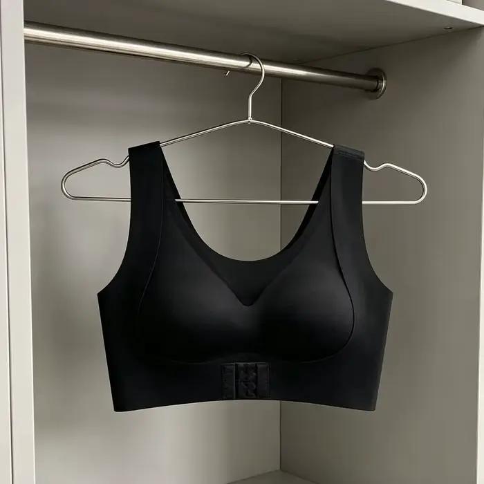 Soutien-gorge correcteur de posture à fermeture avant, dos croisé, antichoc, sans coutures, push-up 2-en-1 pour femme, améliore la posture et corrige la cyphose