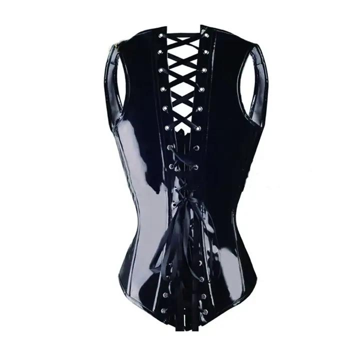 Corset de costume gothique sexy, Bustier Cincher basque, Faux cuir, Bustier en PVC, Shaper de batterie, Steampunk, Lingeries