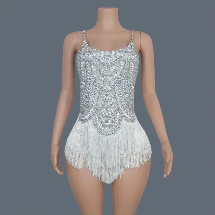 Body Sexy sans manches en cristal scintillant, justaucorps slim pour femmes, chanteur, boîte de nuit, Costume de spectacle sur scène, jingling