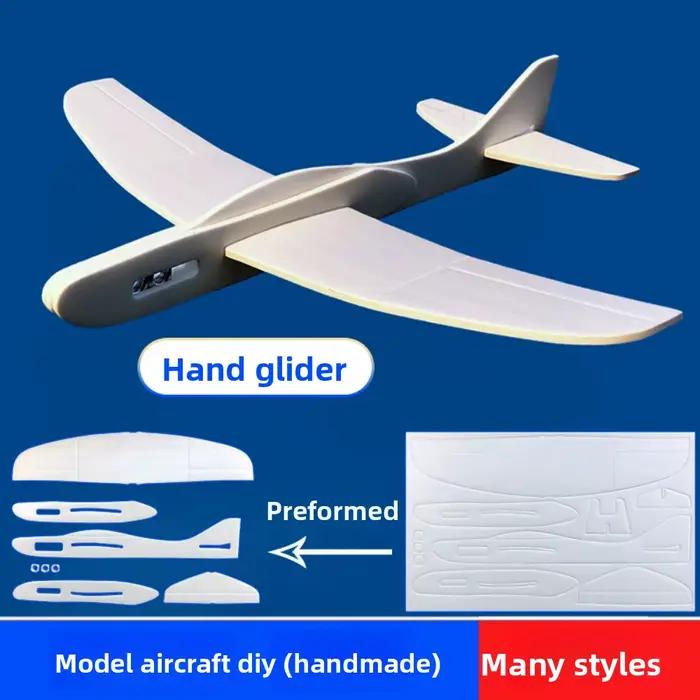 Modèle de planeur léger en plastique pour bricolage, avion à lancer pour l'extérieur, biplan en mousse blanche non fini
