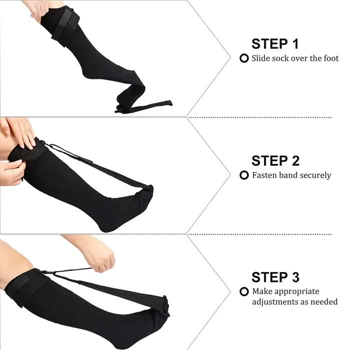 1 ensemble de chaussettes de nuit pour la fasciite plantaire, bas doux, attelle pour le sommeil, soulagement de la douleur au talon