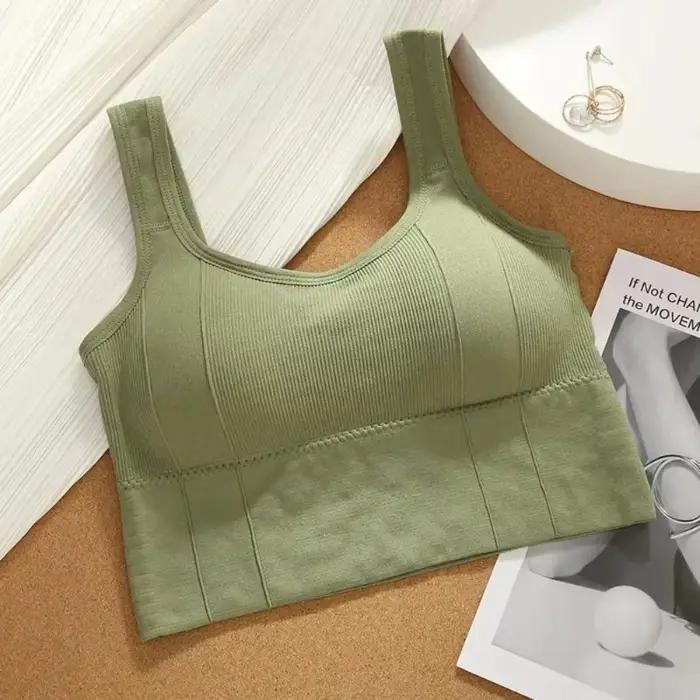 Soutien-gorge de sport avec fonction anti-transpiration pour vêtements de fitness. Soutien-gorge de yoga sans couture pour femme. Haut anti-choc à épaules dénudées.