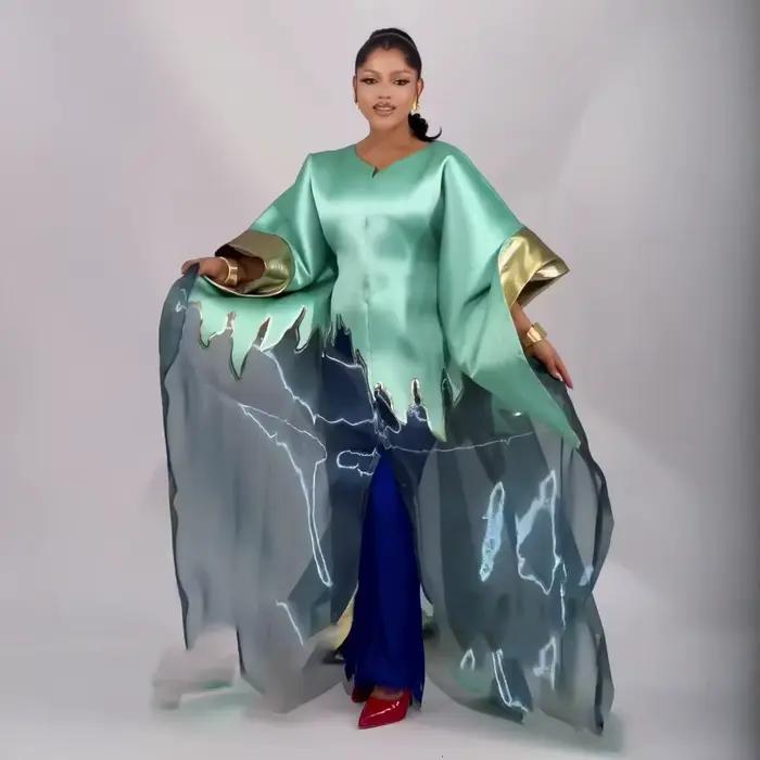 Ensemble deux pièces tendance avec lingerie en dentelle, robe boubou pour femmes, vêtements en tissu africain luxueux pour femmes