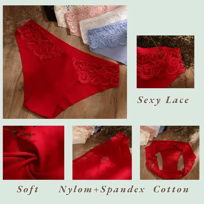 Culotte en dentelle sans couture pour femme, lingerie sexy, sous-vêtement féminin, slip élastique, caleçon à la mode, floral