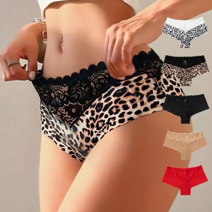 Léopard femmes culottes sans couture taille moyenne femme boxeurs Sexy sous-vêtements en dentelle confortable doux Lingerie respirant femme Boyshorts culotte