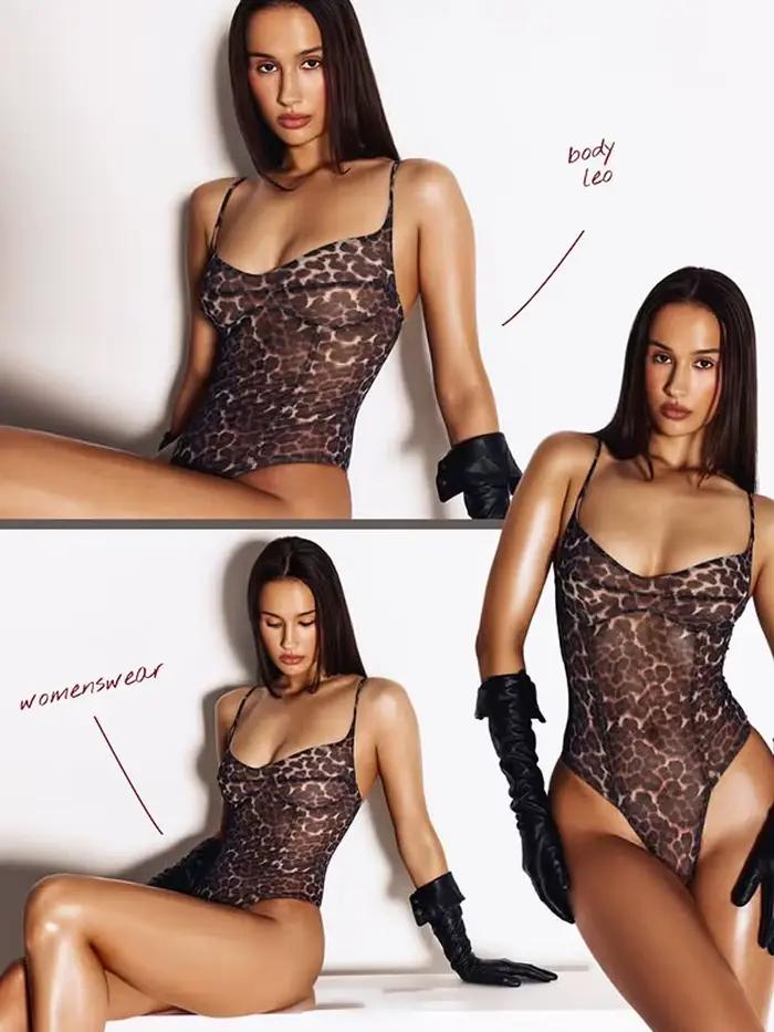 Body léopard en maille pour femmes, mode Sexy, Streetwear, bretelles, sans manches, col Slash, slim, transparent, barboteuse, gaine féminine
