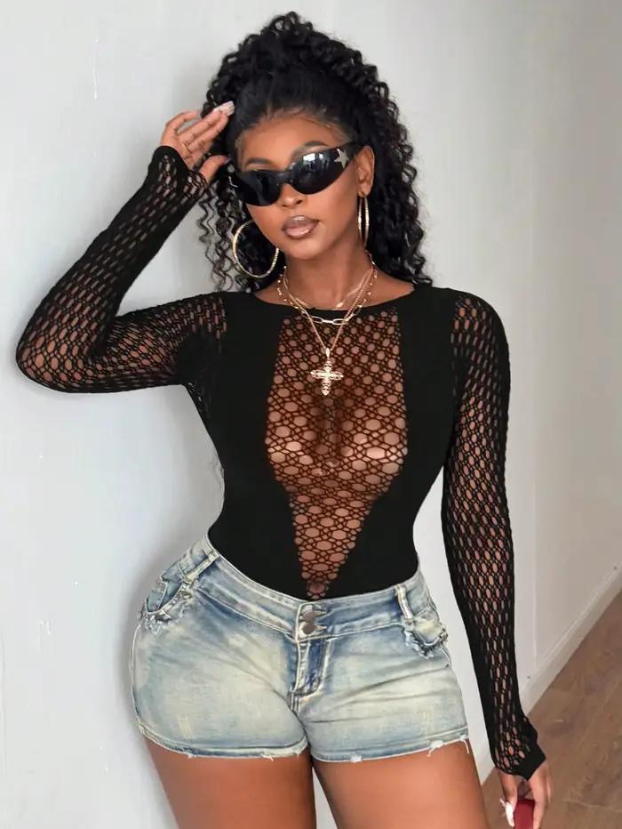 Sexy přiléhavé body pro ženy s dlouhým rukávem
