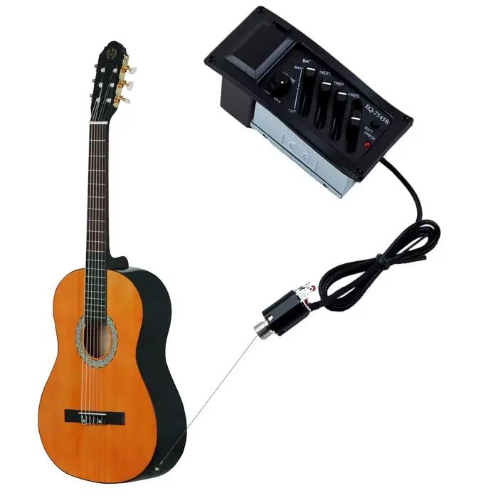 Préampli égaliseur 4/5 bandes pour guitare acoustique classique avec contrôle du volume, des médiums, des aigus et des basses - Accessoires pour instruments de musique