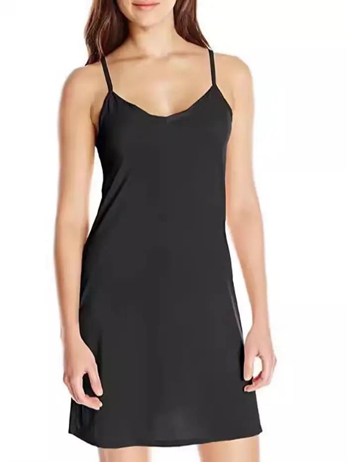 Chemises de nuit pour femmes très vendues, robes de nuit d'été pour femmes, couleur unie, col en V, camisole ajustée, vêtements d'intérieur, chemises de nuit